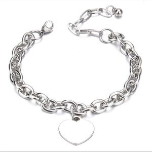 Stainless steel heart charm bracelet
